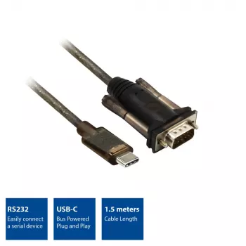 ACT USB-C to Serial Adapter AC6002 Black 1.5m