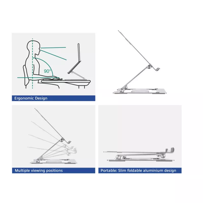 Laptop stand ACT AC8135 aluminium grey stepless height adjustable