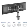 ACT Dual monitor arm office silver Clamp/Bolt-through 18 kg 17-32 inch