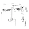 ACT Dual monitor arm office silver Clamp/Bolt-through 18 kg 17-32 inch