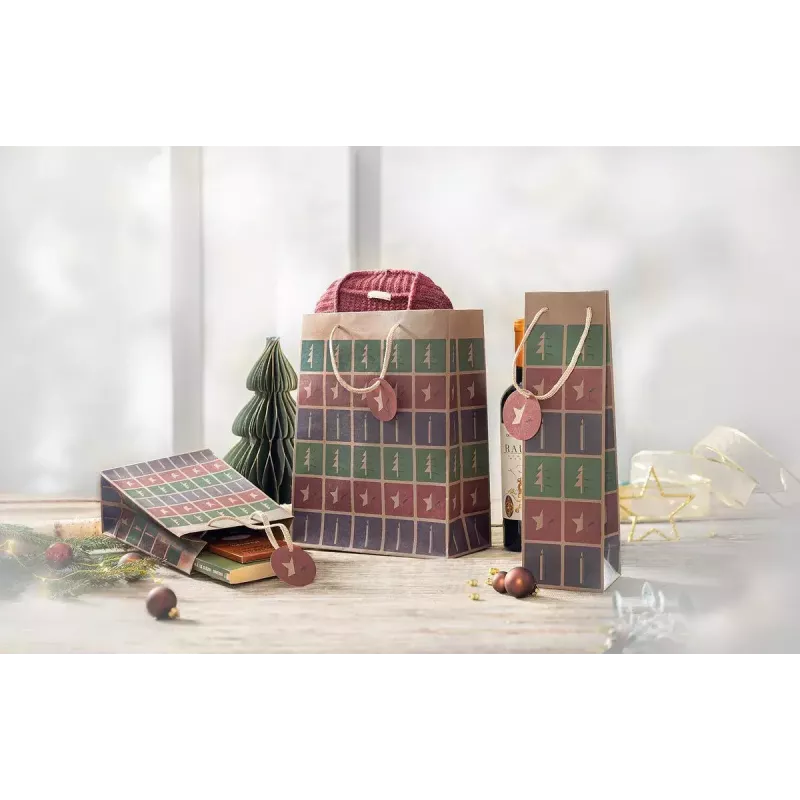 Gift wrap bag Sigel GT043 Green Red Violet 260x120x330 mm