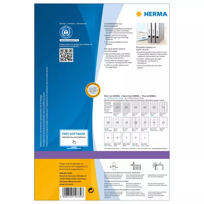 Self-adhesive printer label HERMA 10739 White 19.2x3.9 cm 560 labels