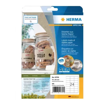 HERMA 10753 self-adhesive label Rectangle Permanent Brown 480 pc