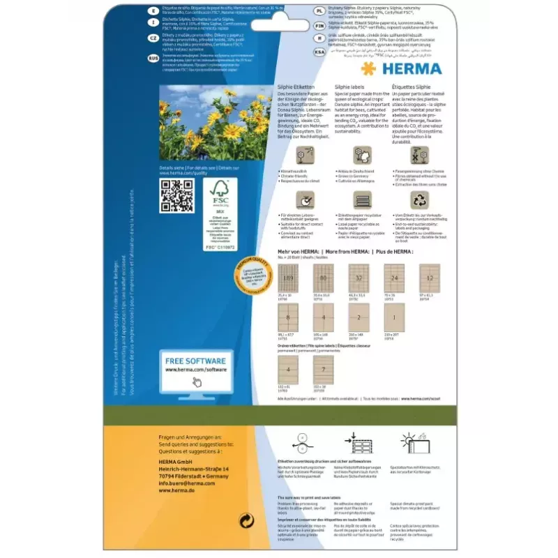 Self-adhesive label HERMA 10755 Rectangle Permanent Brown 160 pcs
