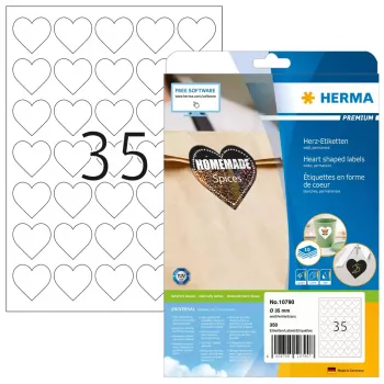 HERMA 10790 self-adhesive label Heart Permanent White 350 pc(s)