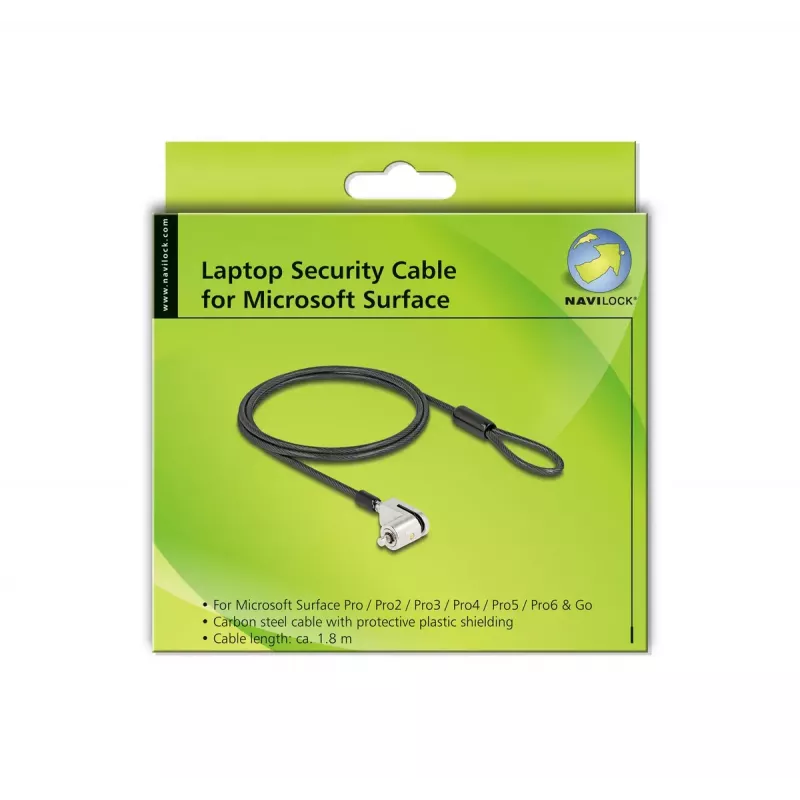 Navilock Notebook Cable Lock Black 1.8 m Key Lock