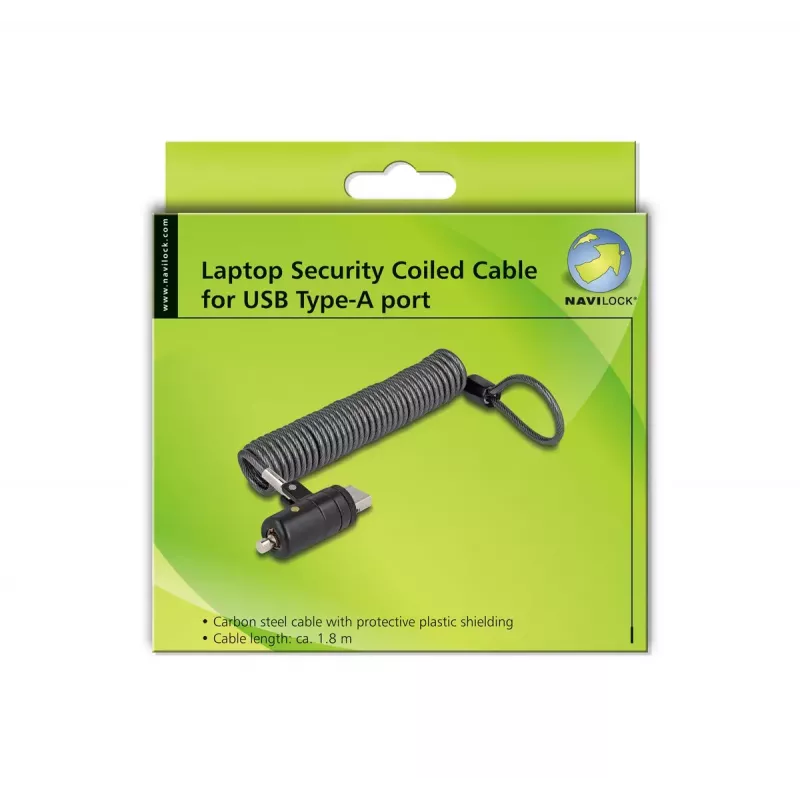 Cable Lock Navilock 20917 Black 1.8 m Key Lock