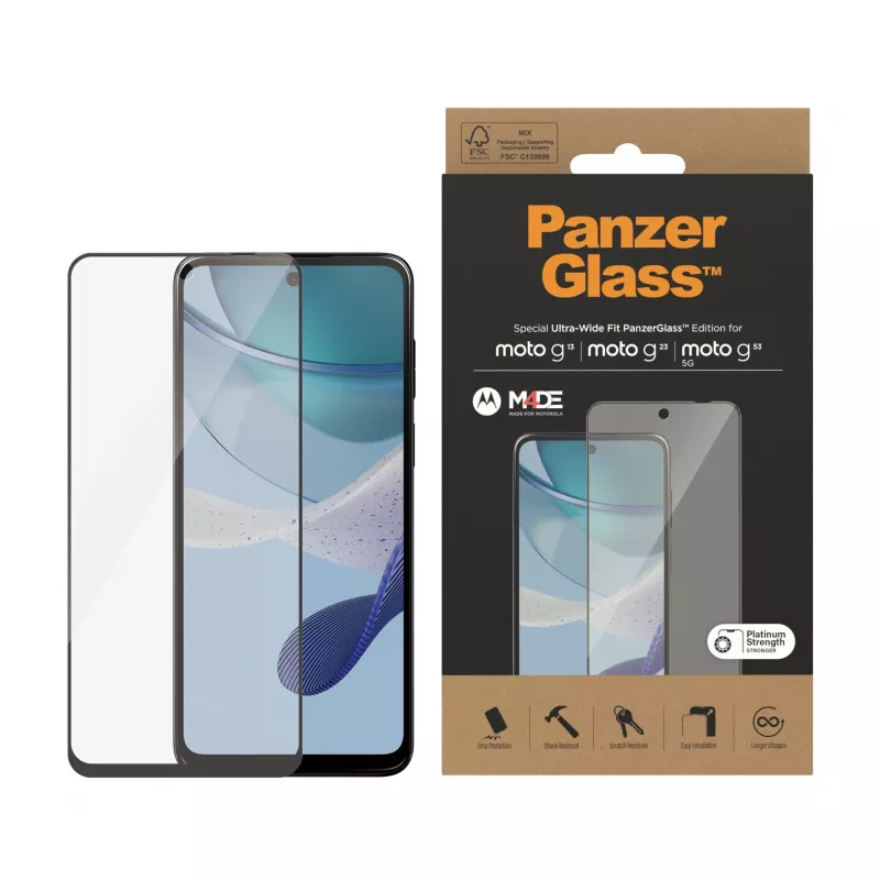 Screen Protector PanzerGlass Motorola moto g13 g23 g53 5G Ultra-Wide Fit Scratch Shock Resistant