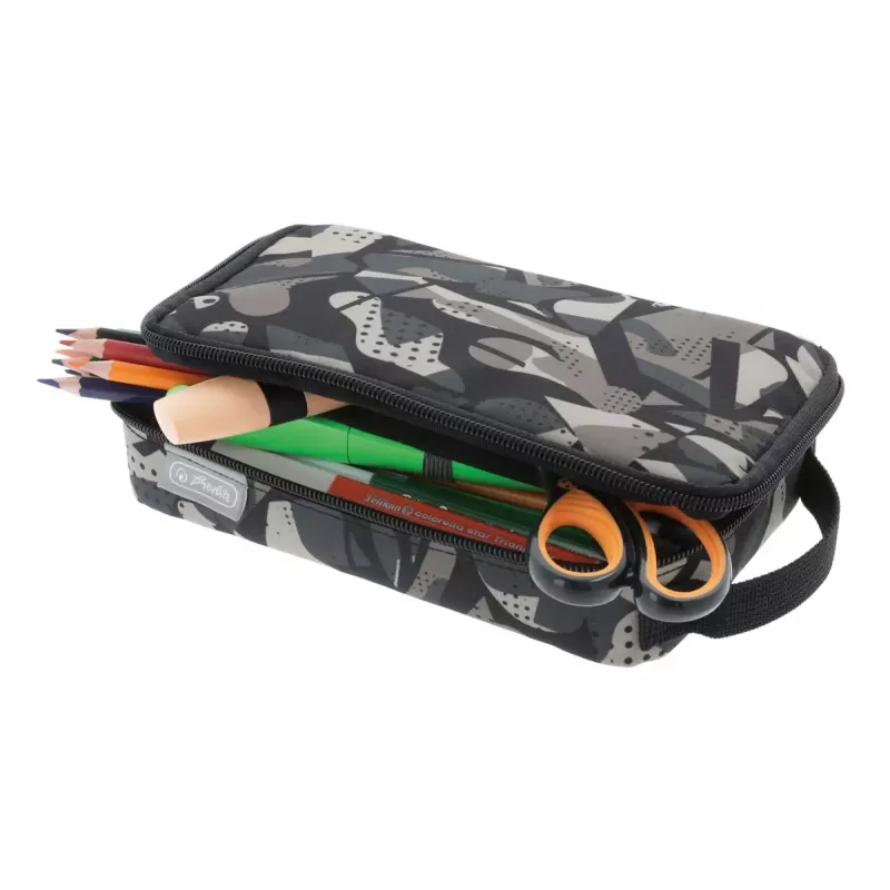 Soft pencil case Herlitz 2 Go Polyester Grey 210x130x60mm