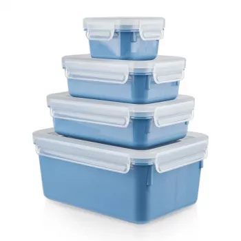 Food Storage Container Set EMSA Clip & Close Rectangular Blue 4 pcs