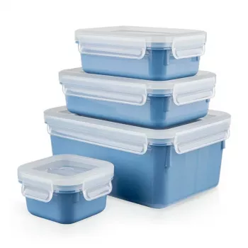 Food Storage Container Set EMSA Clip & Close Rectangular Blue 4 pcs
