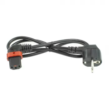 ACT Powercord CEE 7/7 male (angled) - C13 IEC Lock (right angled) black 1 m, EL446S