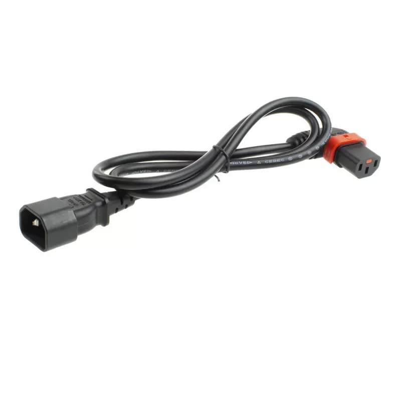 ACT Powercord C14 - C13 IEC Lock (left angled) black 2 m, PC2046
