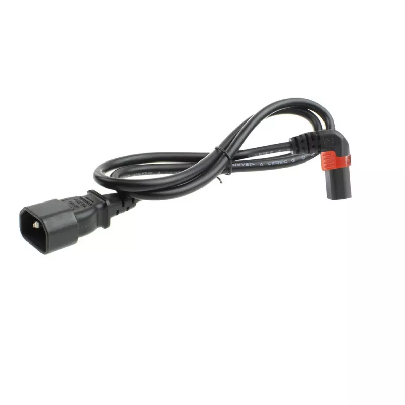 ACT Powercord C14 - C13 IEC Lock (up angled) black 1 m, PC2043