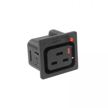 ACT C19 IEC Lock Net Entree (1x outlet) - black, PA195015BK, C19, Black, Red, Female, Straight, Thermoplastic, 2000 V