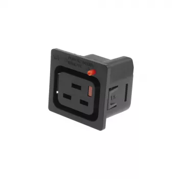 ACT C19 IEC Lock Net Entree (1x outlet) - black, PA195015BK, C19, Black, Red, Female, Straight, Thermoplastic, 2000 V