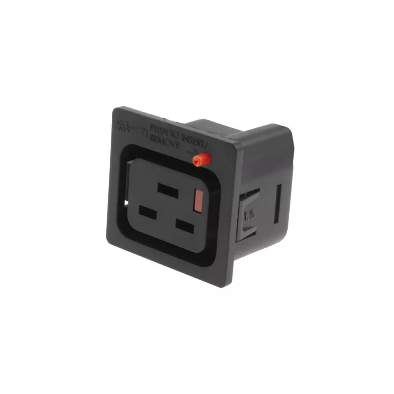 ACT C19 IEC Lock Net Entree (1x outlet) - black, PA195015BK, C19, Black, Red, Female, Straight, Thermoplastic, 2000 V