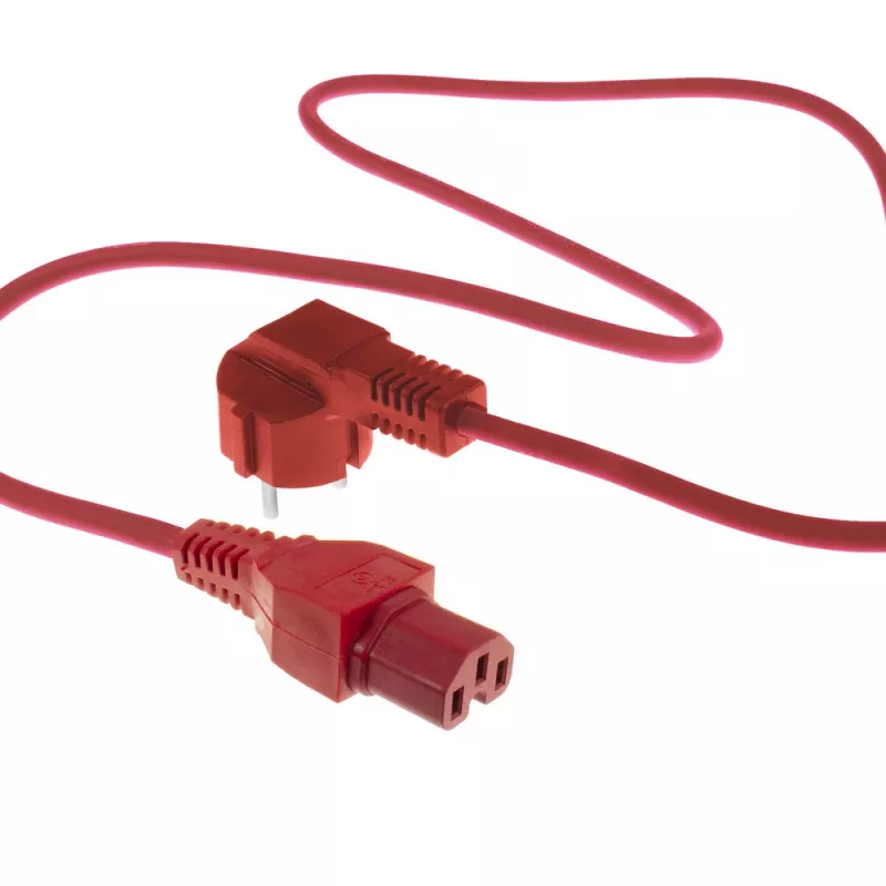 ACT Powercord mains connector CEE 7/7 male (angled) - C15 red 1.5 m