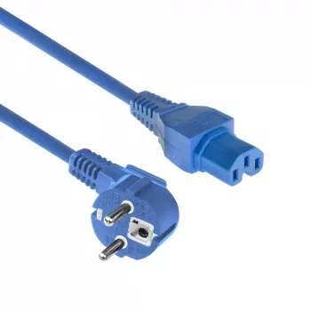 ACT Powercord mains connector CEE 7/7 male angled C15 blue 1.5 m 230V 10A