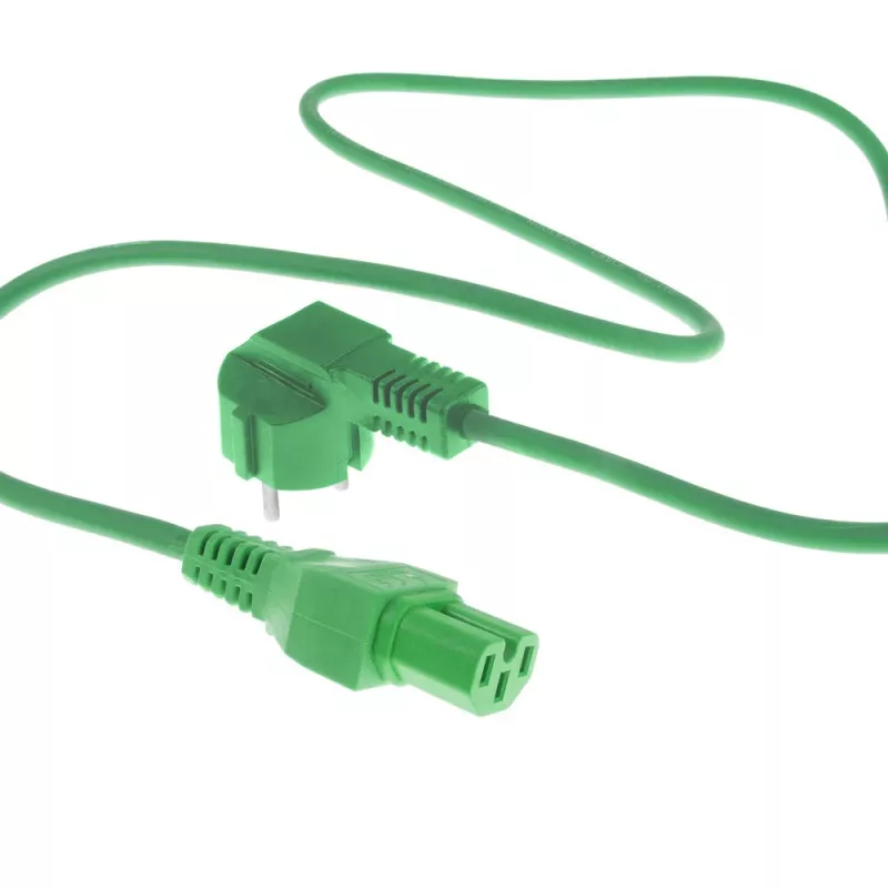 ACT Powercord mains connector CEE 7/7 male (angled) - C15 green 1.5 m