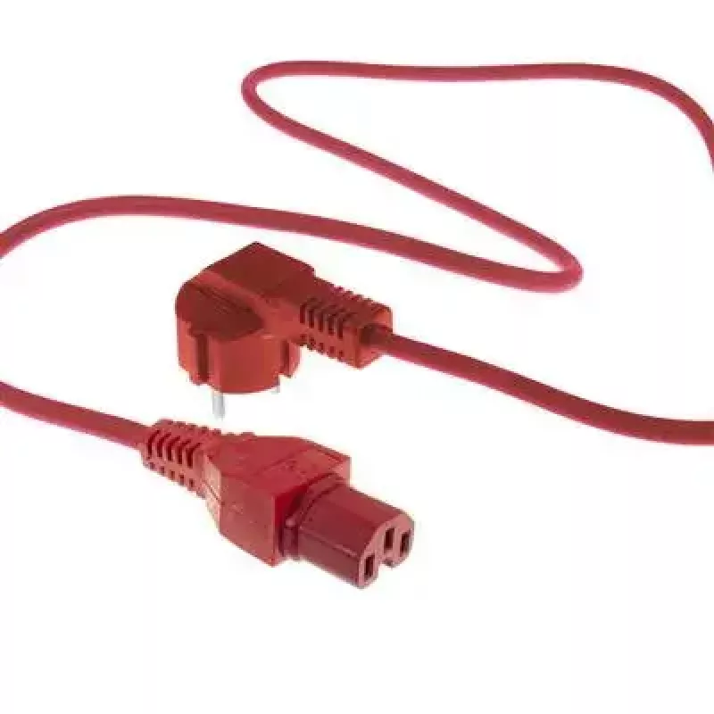 ACT Powercord mains connector CEE 7/7 male angled C15 red 1 m 250 V 10 A