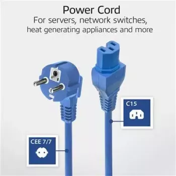ACT Powercord mains connector CEE 7/7 male (angled) - C15 blue 1 m