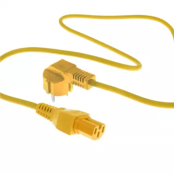 ACT Powercord mains connector CEE 7/7 male (angled) - C15 yellow 1 m