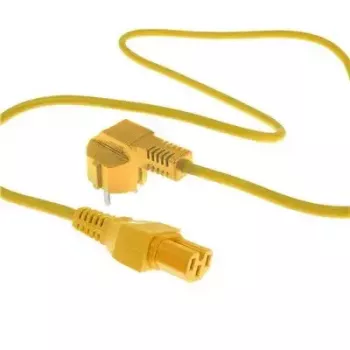 ACT Powercord mains connector CEE 7/7 male angled C15 yellow 2 m 250V 10A