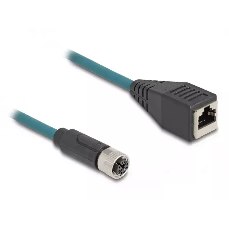DeLOCK M12 Adapter Cable A-coded 8 pin female to RJ45 female 50 cm