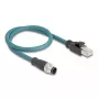 Network Cable DeLOCK M12 Adapter Cable A-coded 8 pin male to RJ45 male 50 cm