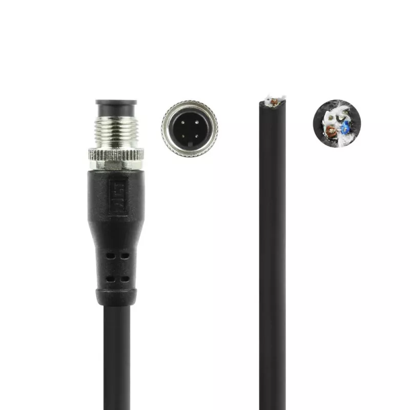 ACT Industrial 5.00 meters Sensor cable M12A 4-pin male to open end Superflex Xtreme TPE cable, shielded