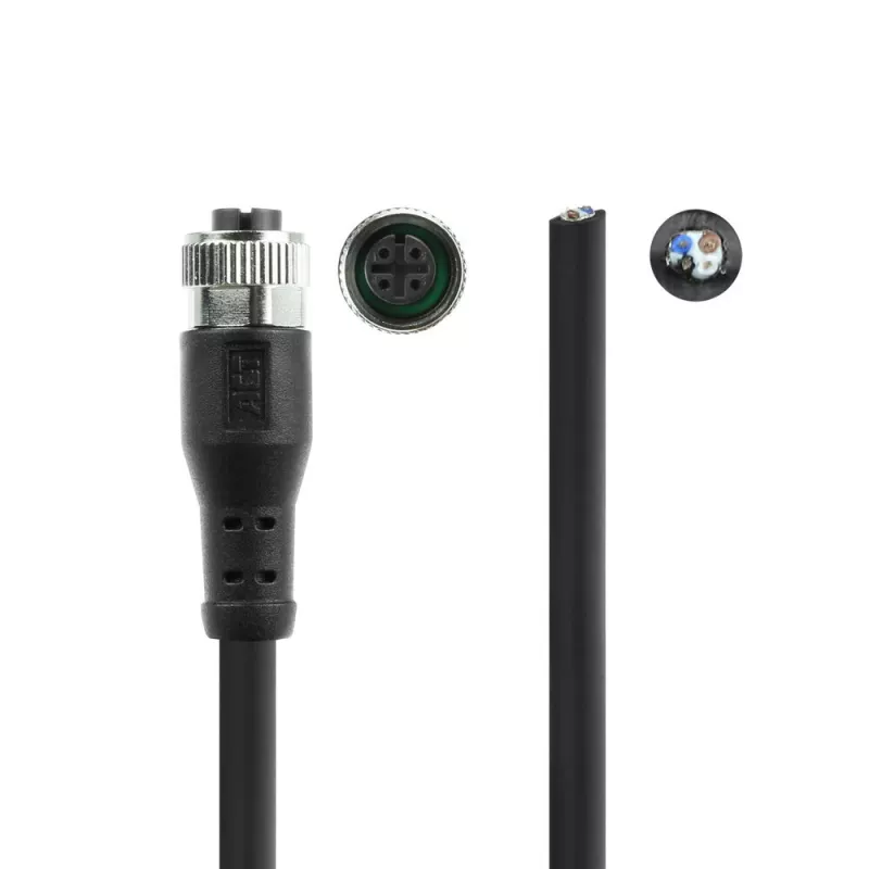 ACT Industrial 3.00 meters Sensor cable M12A 4-pin female to open end Superflex Xtreme TPE cable, shielded