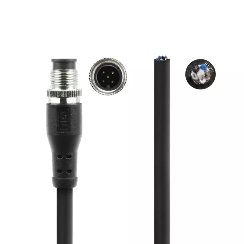 ACT Industrial 1.50 meters Sensor cable M12A 5-pin male to open end, Superflex Xtreme TPE cable, shielded