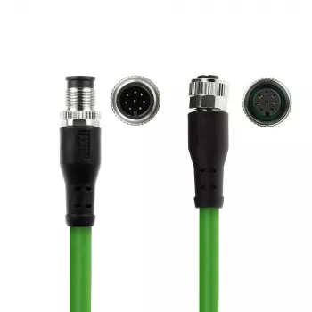 ACT Industrial 3.00 meters Sensor cable M12A 8-pin male to M12A 8-pin female, Ultraflex TPE cable, shielded