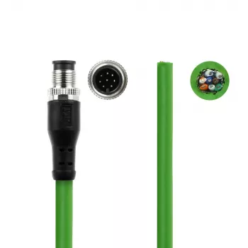 ACT Industrial 1.50 meters Sensor cable M12A 8-pin female to open end, Ultraflex TPE cable, shielded