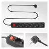 ACT Power strip with illuminated switch, 6 sockets, 3 m, black