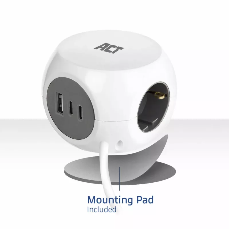 ACT AC2420 power extension 1.5 m 3 AC outlet(s) Indoor White