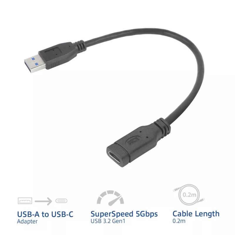 USB adapter ACT AC7460 USB A male to 24‑pin USB‑C female, 20 cm, 5 Gbps