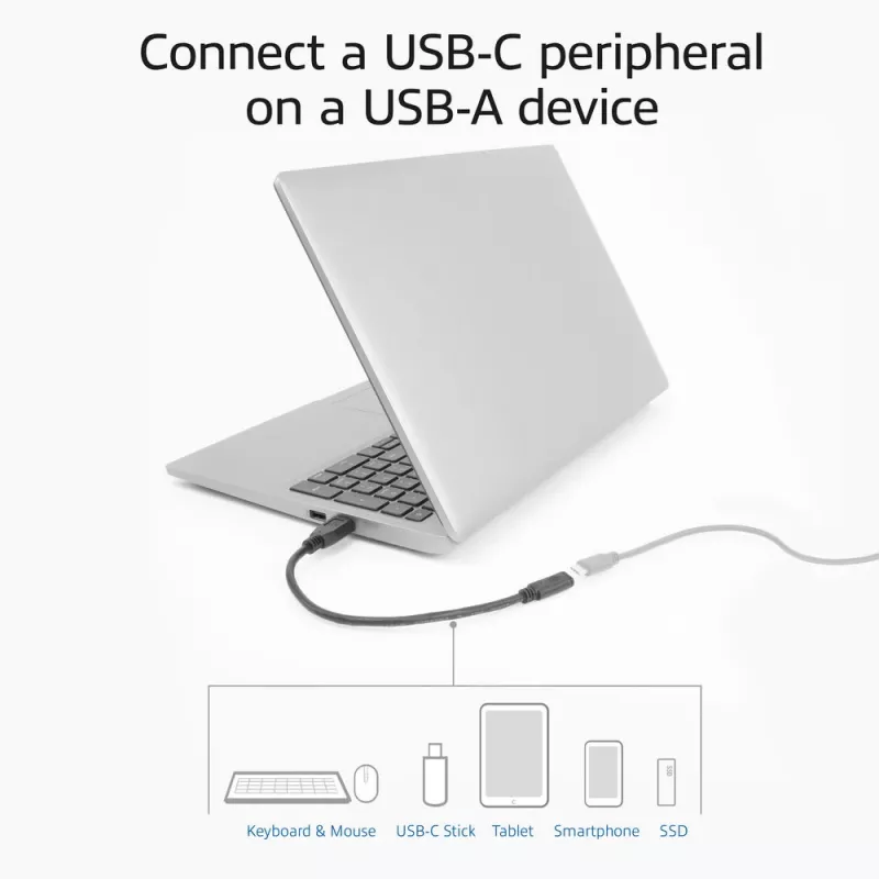 USB adapter ACT AC7460 USB A male to 24‑pin USB‑C female, 20 cm, 5 Gbps