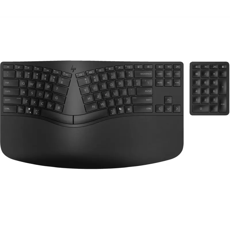 Keyboard HP 960 Ergonomic Wireless Keyboard Full-size 100% RF Wireless + Bluetooth Membrane Black for Home