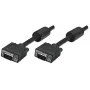 Manhattan VGA Monitor Cable (with Ferrite Cores), 15m, Black, Male to Male, HD15, Cable of higher SVGA Specification (fully compatible), Shielding with Ferrite Cores helps minimise EMI interference for improved video transmission, Lifetime Warranty