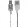 Manhattan USB-A to USB-A Extension Cable, 1.8m, Male to Female, 480 Mbps (USB 2.0), Hi-Speed USB, Translucent Silver, Lifetime Warranty