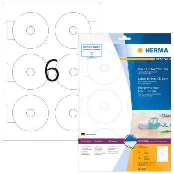 Self-adhesive labels HERMA CD Mini A4 Ø 78 mm