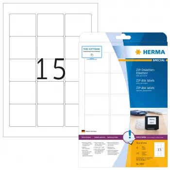 Labels HERMA ZIP diskettes A4 59x50 mm white paper matt 375 pcs