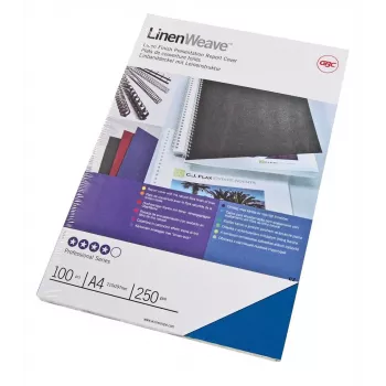 GBC LinenWeave Binding Covers 250gsm A4 Royal Blue (100), A4, Blue, 250 g/m², 100 pc(s), Egypt