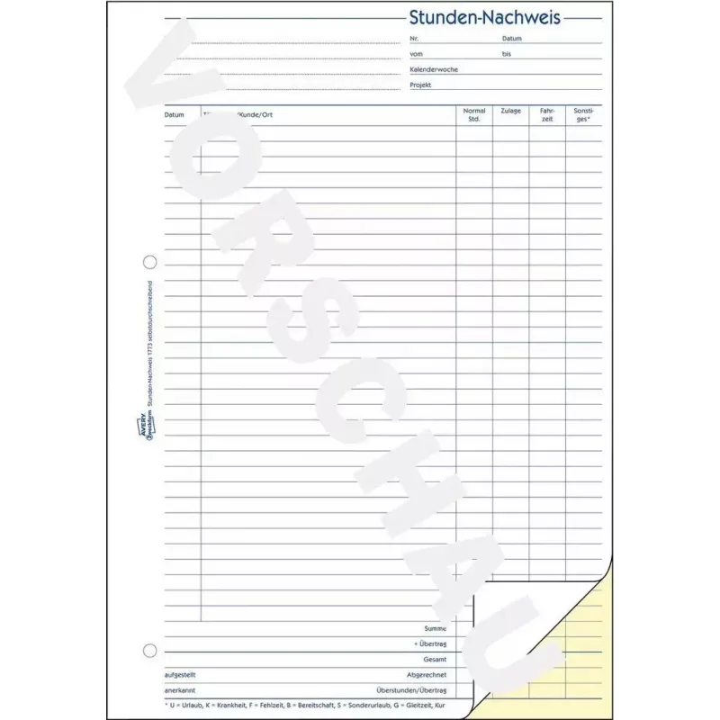 Accounting form/book AVERY 1773
