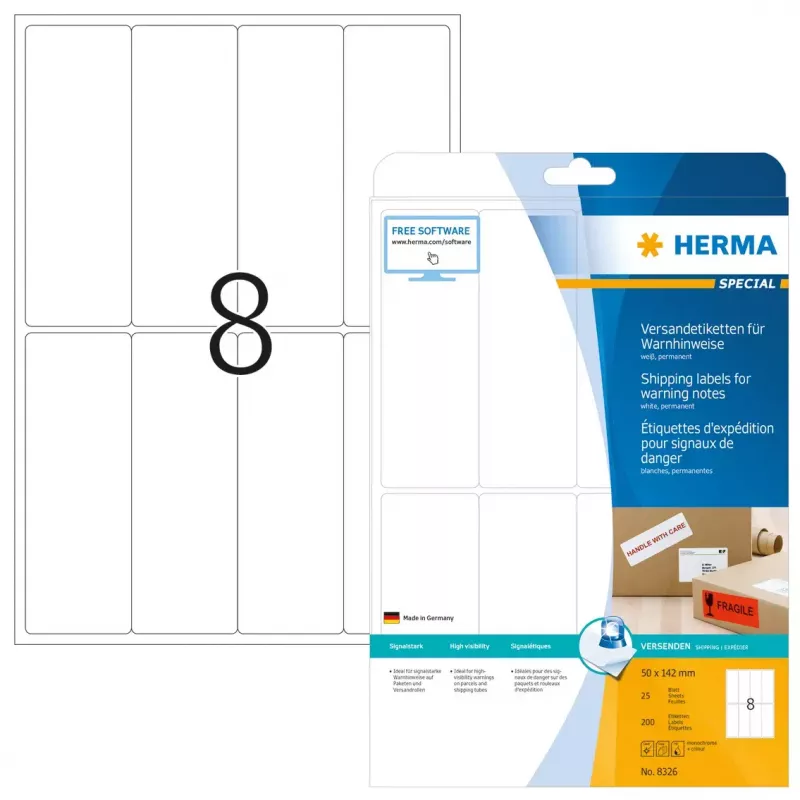 Shipping label warning message HERMA 8326