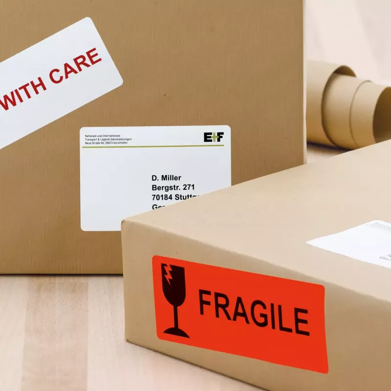 Shipping label warning message HERMA 8326