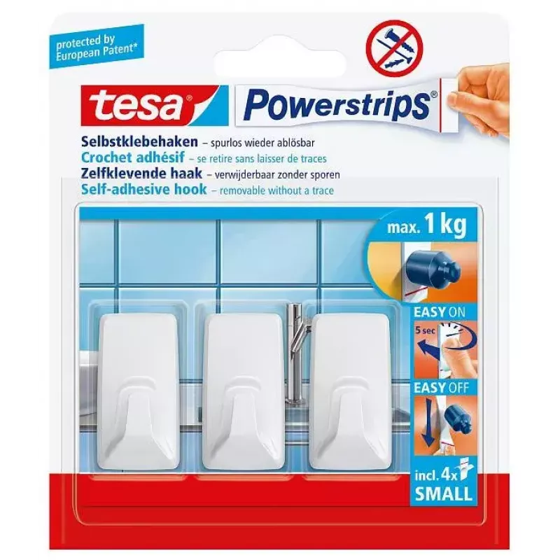Towel hook TESA 57072-00000 Indoor White 3 pcs
