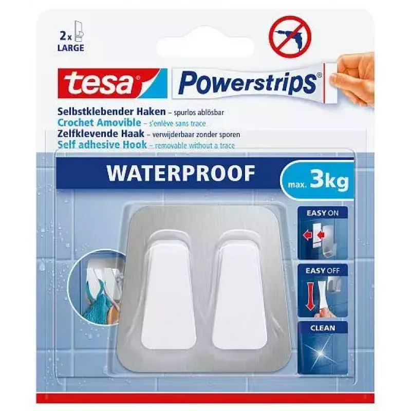 Towel hook TESA 59785-00000 Indoor Stainless steel White